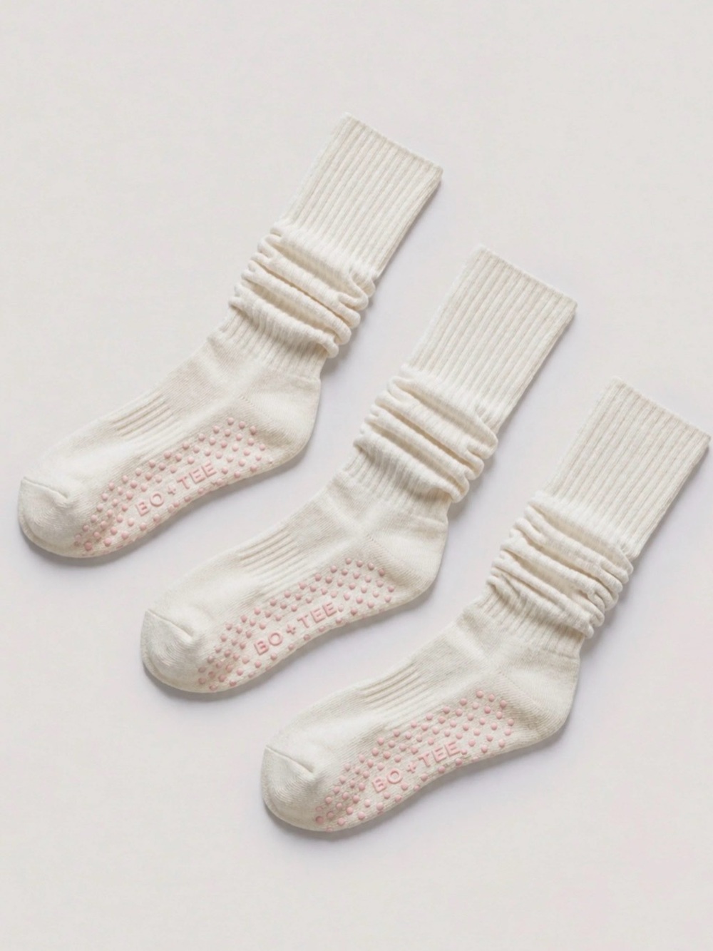Bo + Tee Pilates 3-Pack Socks Bundle in Coconut